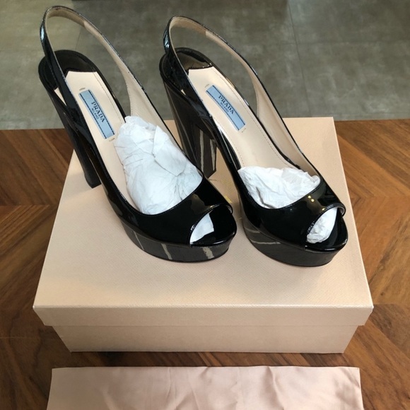 Prada Black Stiletto Peep-Toe Heels - Picture 1 of 4